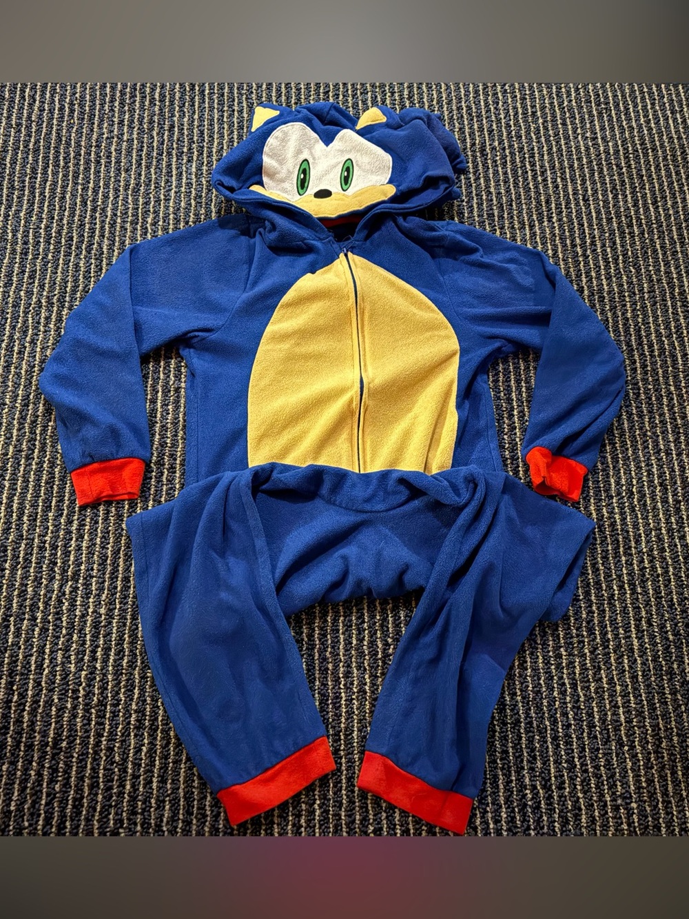 Sonic the Hedgehog Small Medium Boys Pajama Hooded Zip-Up One-Piece Costume